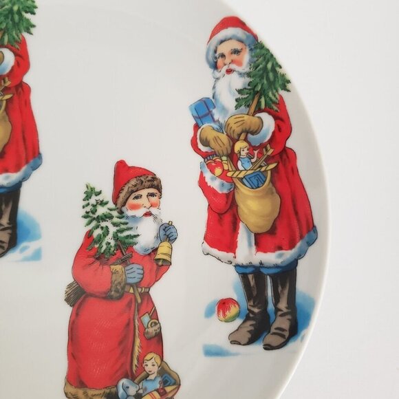 Set Of 4 Vintage Santa Claus 10" Lunch / Dessert Ceramic Christmas Holiday Table - Picture 5 of 10